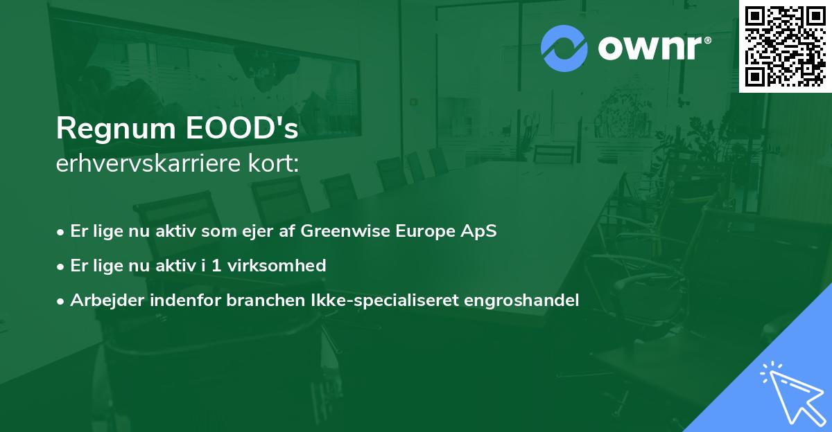 Regnum EOOD's erhvervskarriere kort