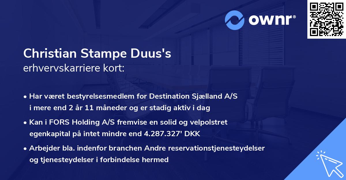 Christian Stampe Duus's erhvervskarriere kort