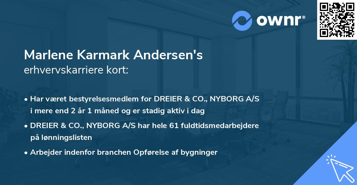 Marlene Karmark Andersen's erhvervskarriere kort