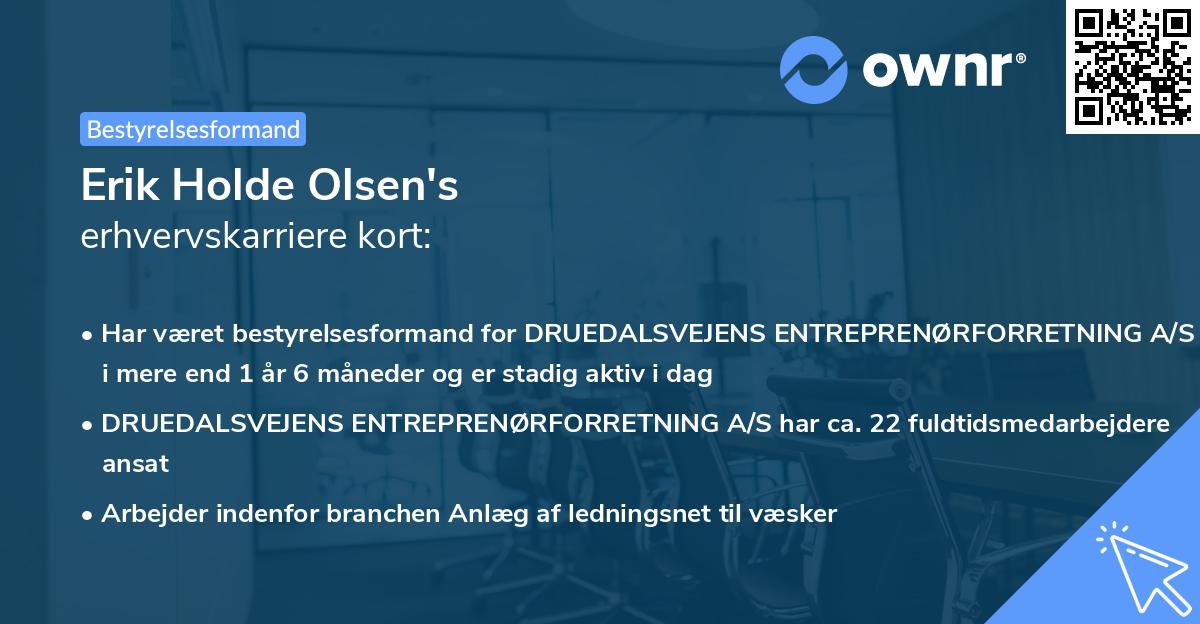Erik Holde Olsen's erhvervskarriere kort