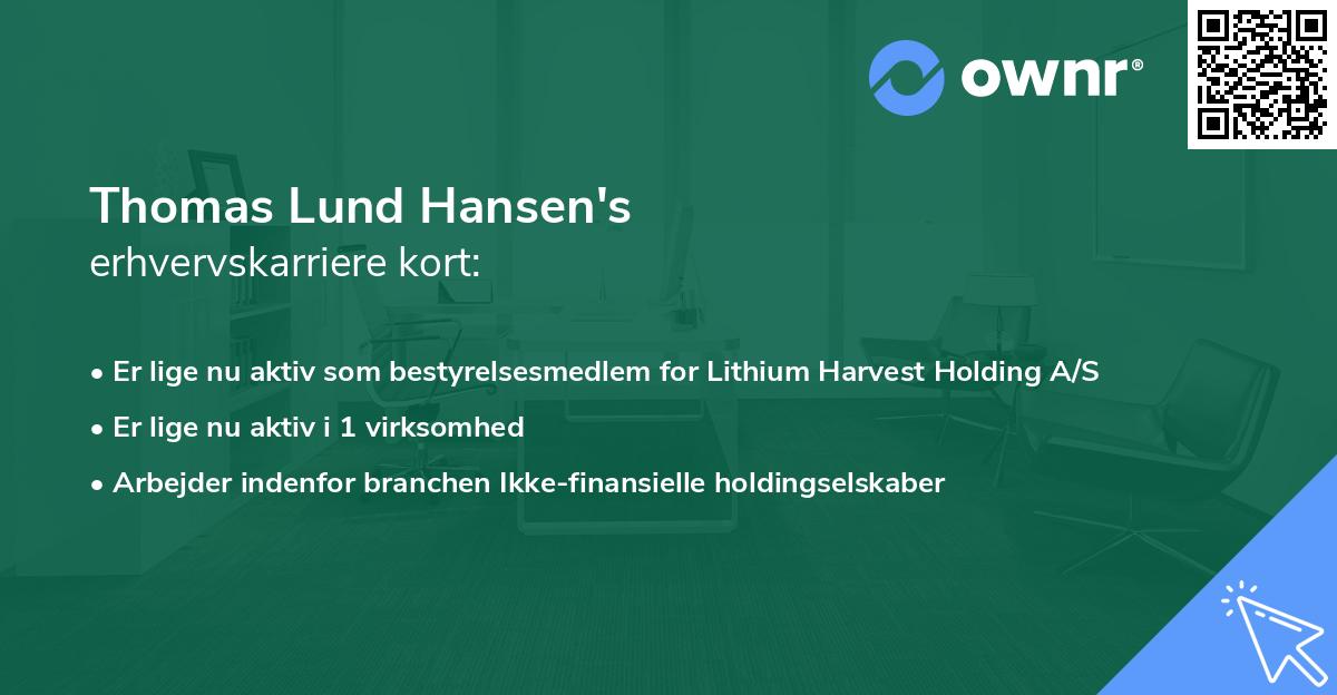 Thomas Lund Hansen's erhvervskarriere kort