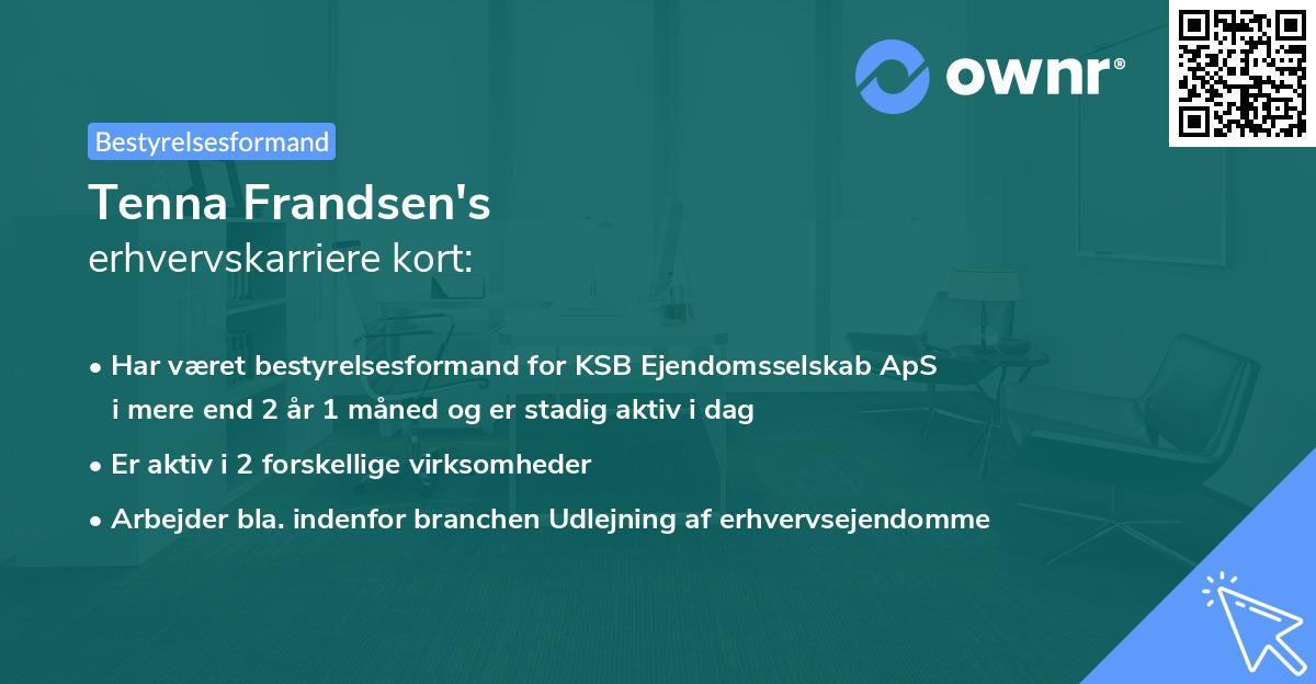 Tenna Frandsen's erhvervskarriere kort