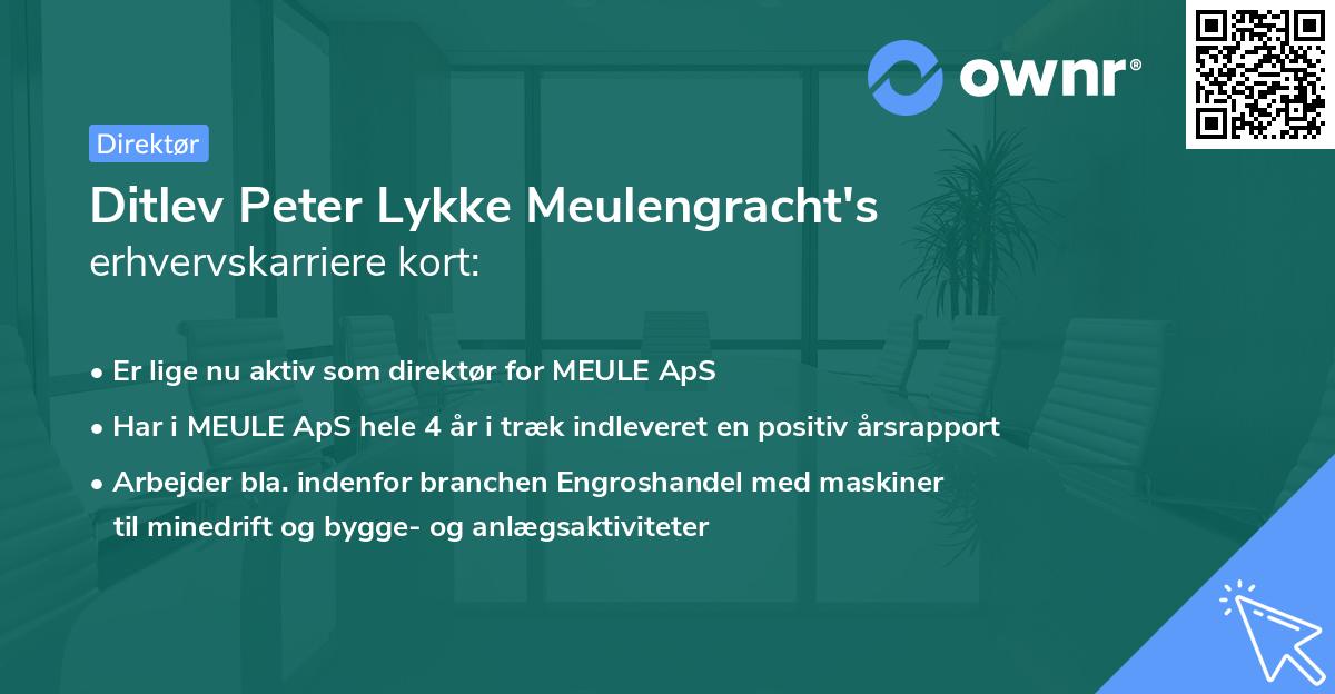 Ditlev Peter Lykke Meulengracht's erhvervskarriere kort
