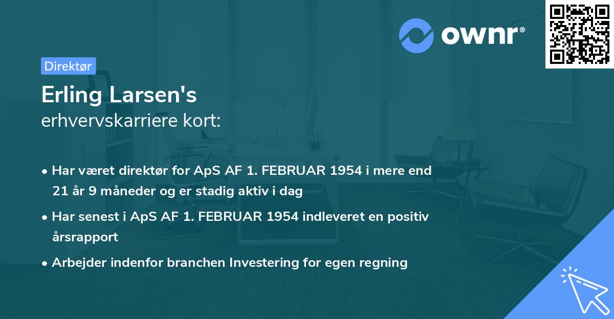 Erling Larsen's erhvervskarriere kort