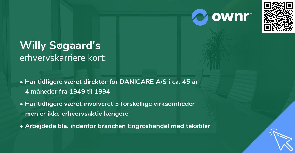 Willy Søgaard's erhvervskarriere kort