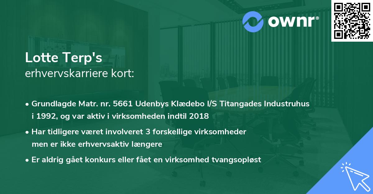 Lotte Terp's erhvervskarriere kort