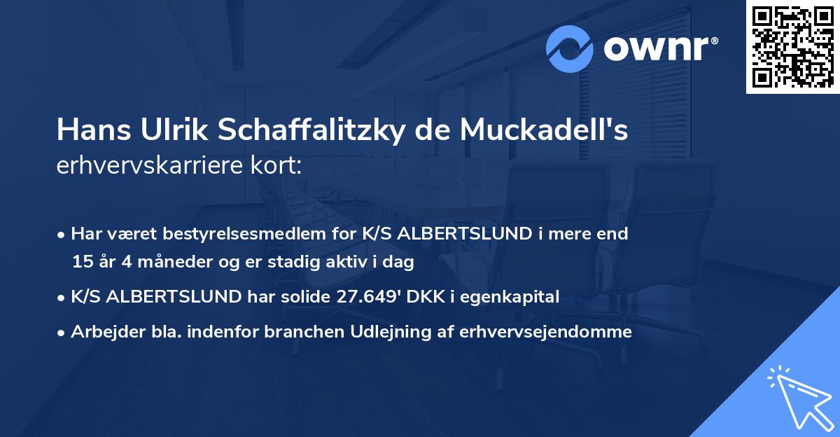 Hans Ulrik Schaffalitzky de Muckadell's erhvervskarriere kort