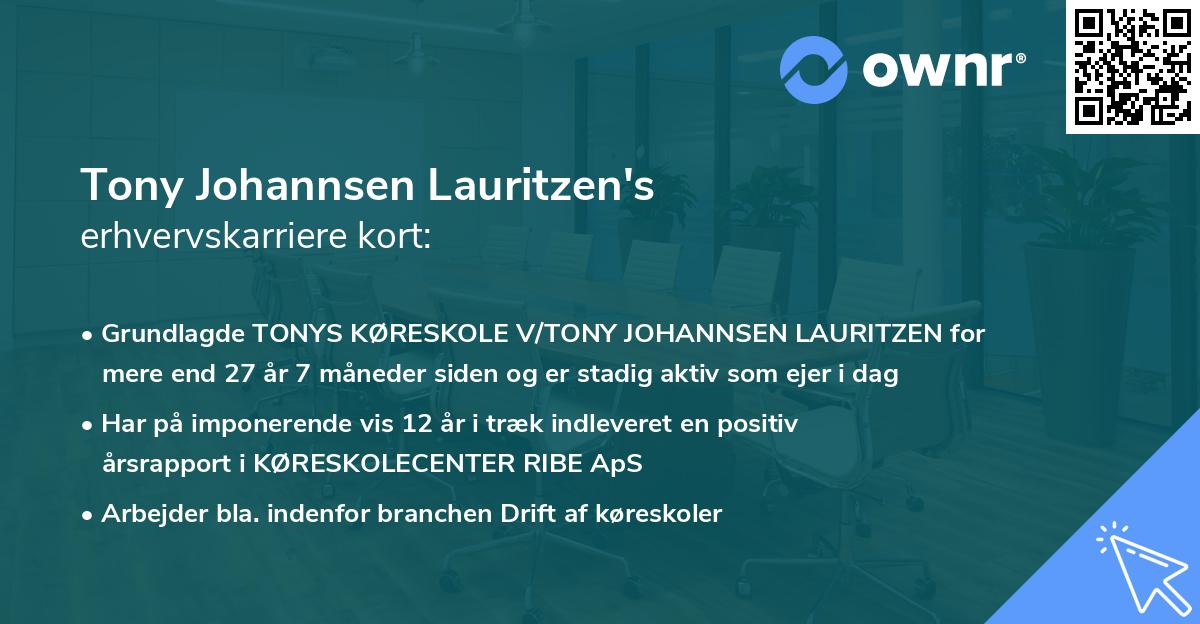 Tony Johannsen Lauritzen's erhvervskarriere kort