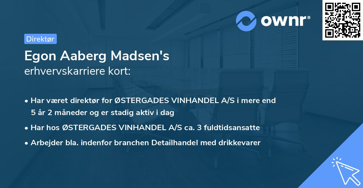 Egon Aaberg Madsen's erhvervskarriere kort