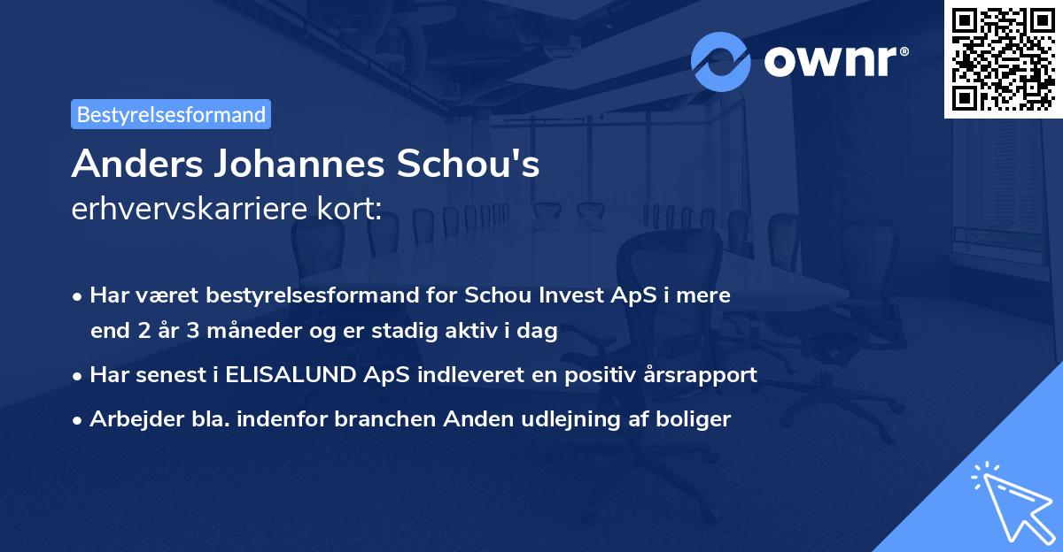 Anders Johannes Schou's erhvervskarriere kort