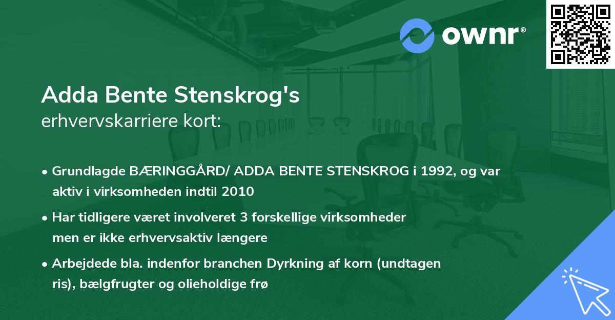 Adda Bente Stenskrog's erhvervskarriere kort