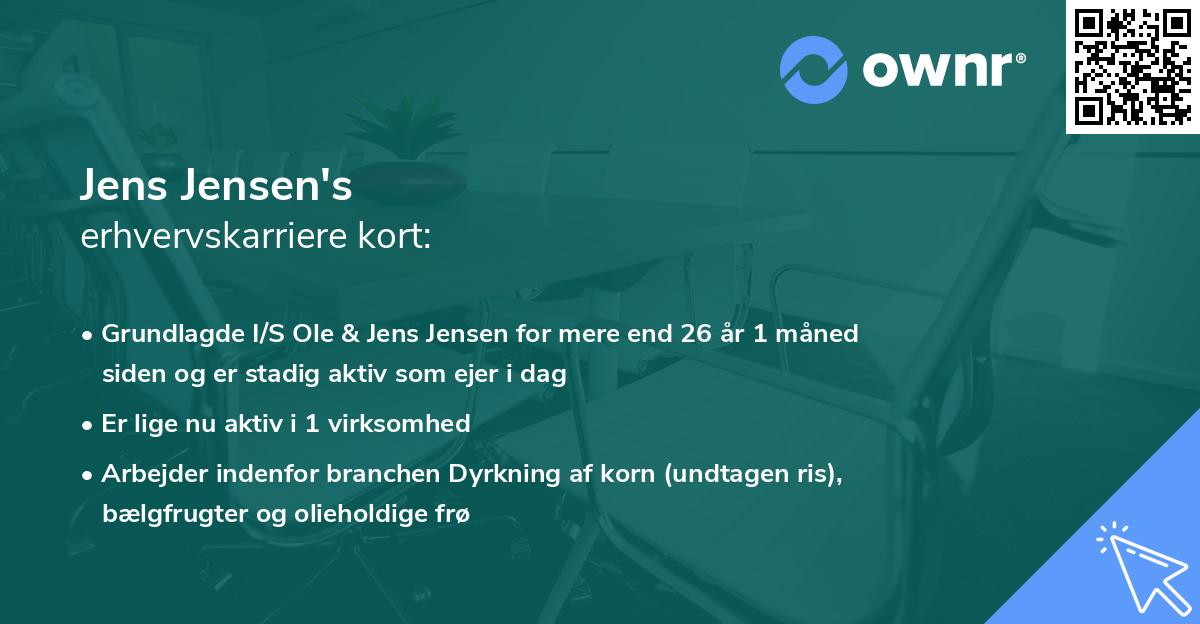 Jens Jensen's erhvervskarriere kort
