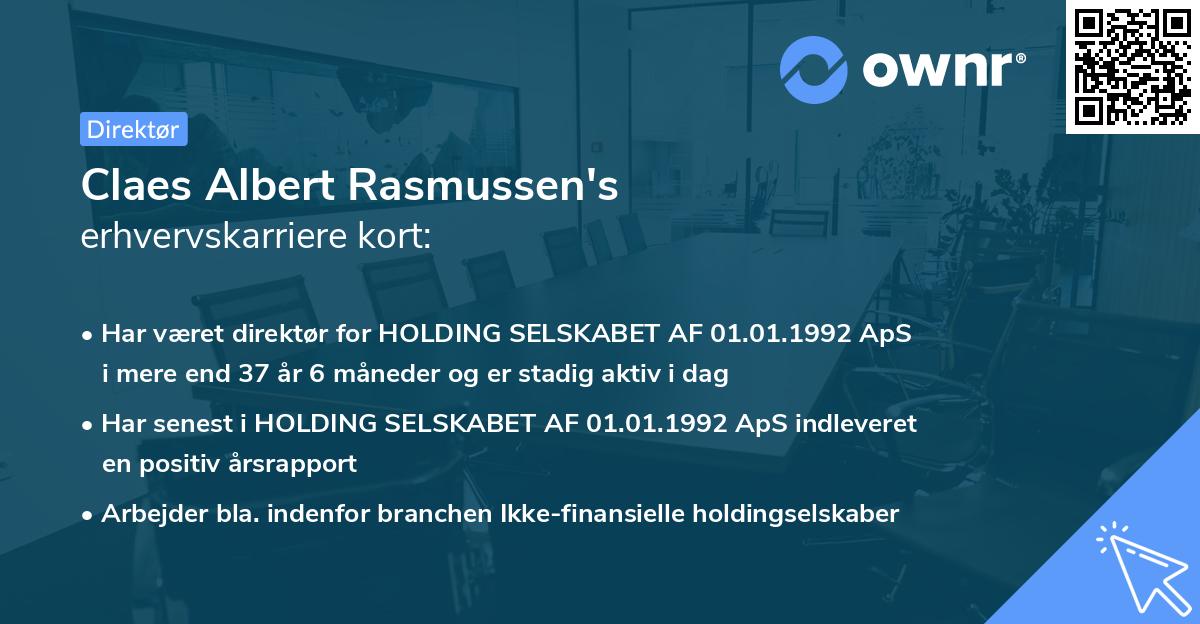 Claes Albert Rasmussen's erhvervskarriere kort