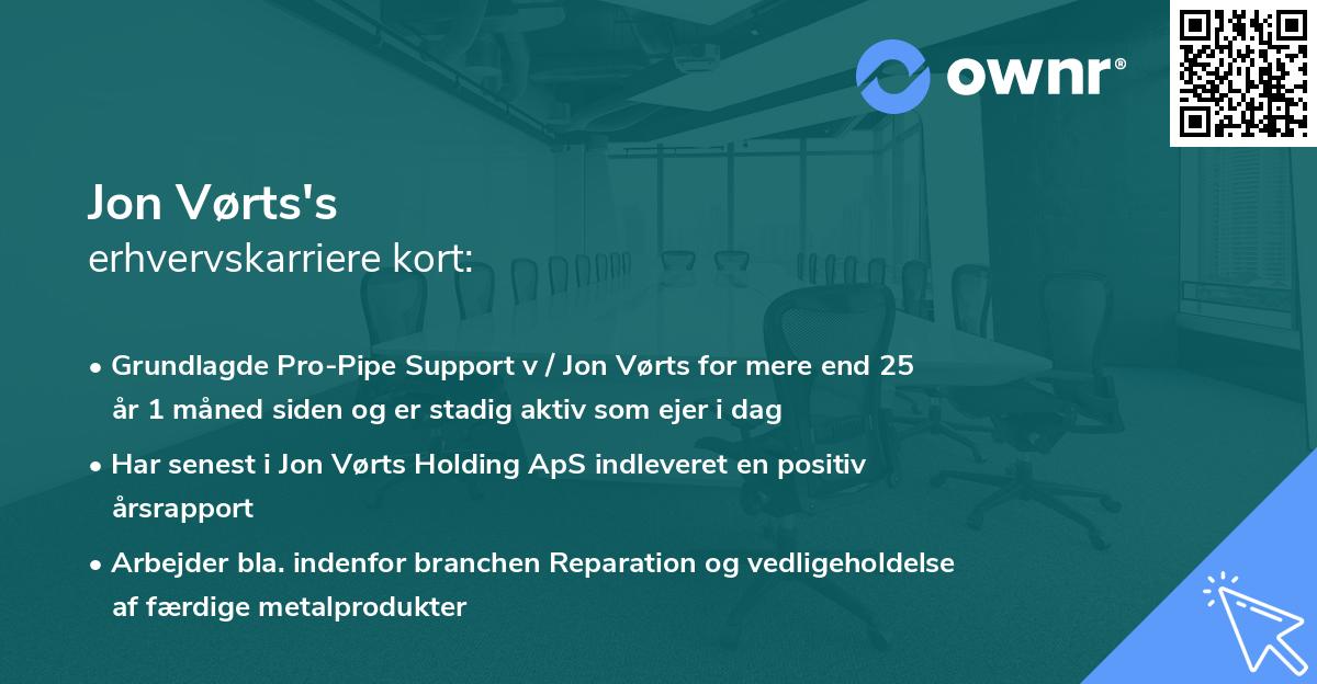 Jon Vørts's erhvervskarriere kort