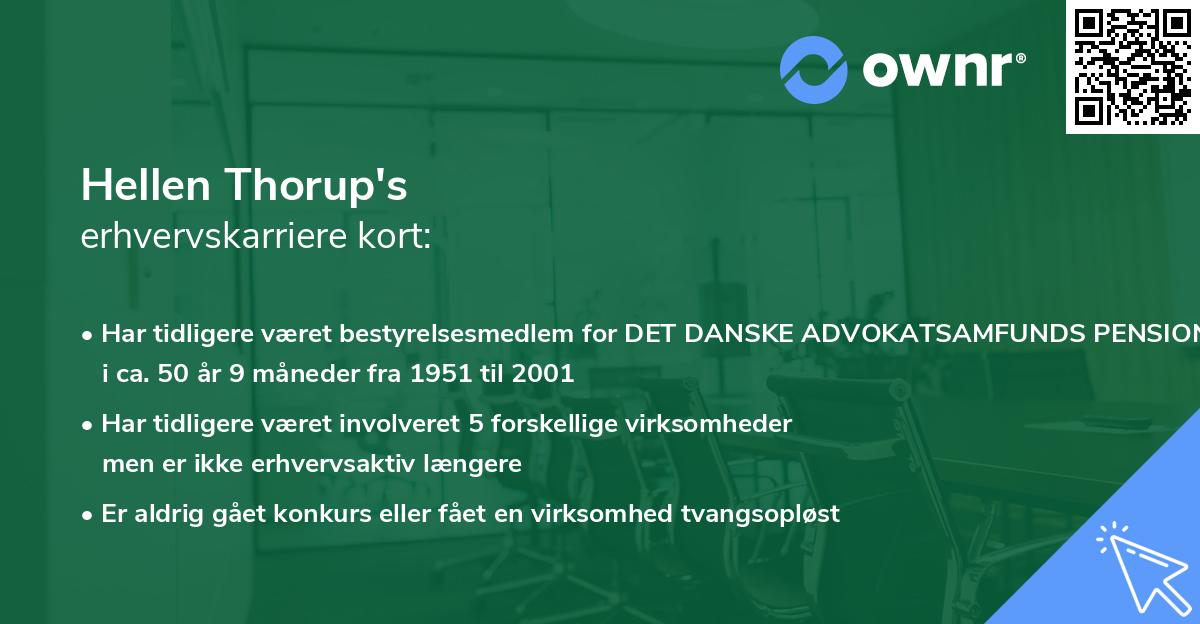 Hellen Thorup's erhvervskarriere kort