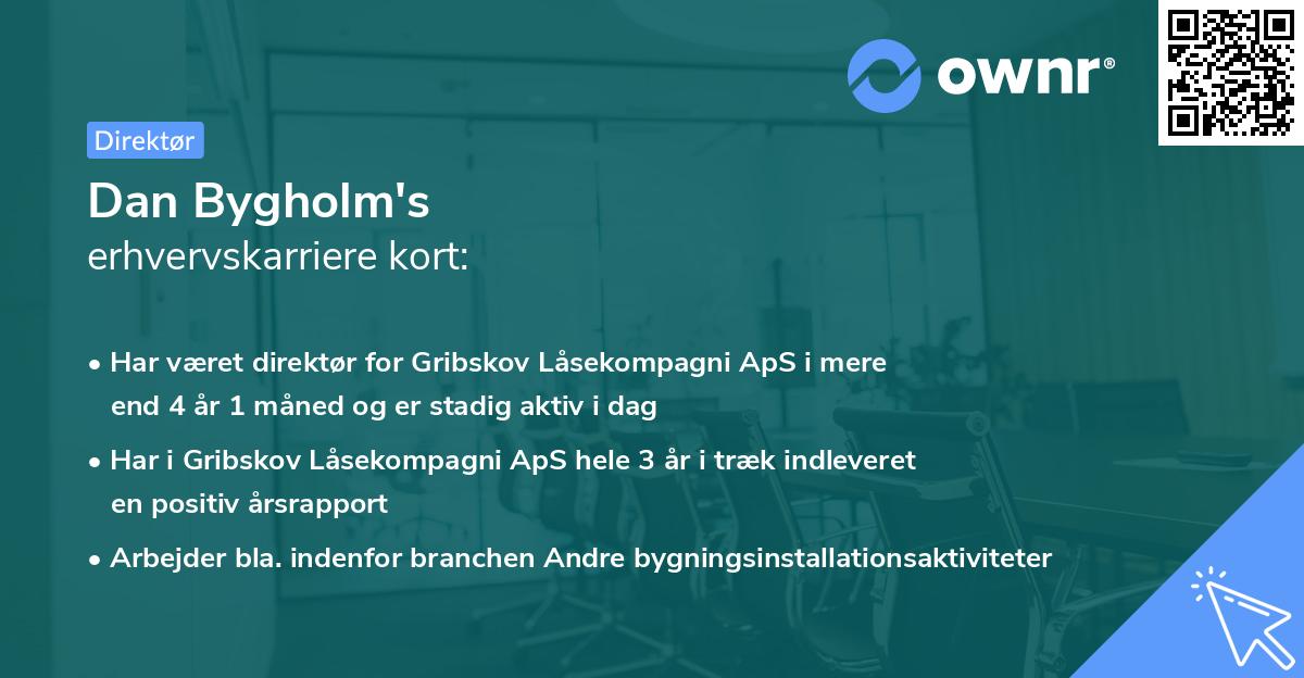 Dan Bygholm's erhvervskarriere kort