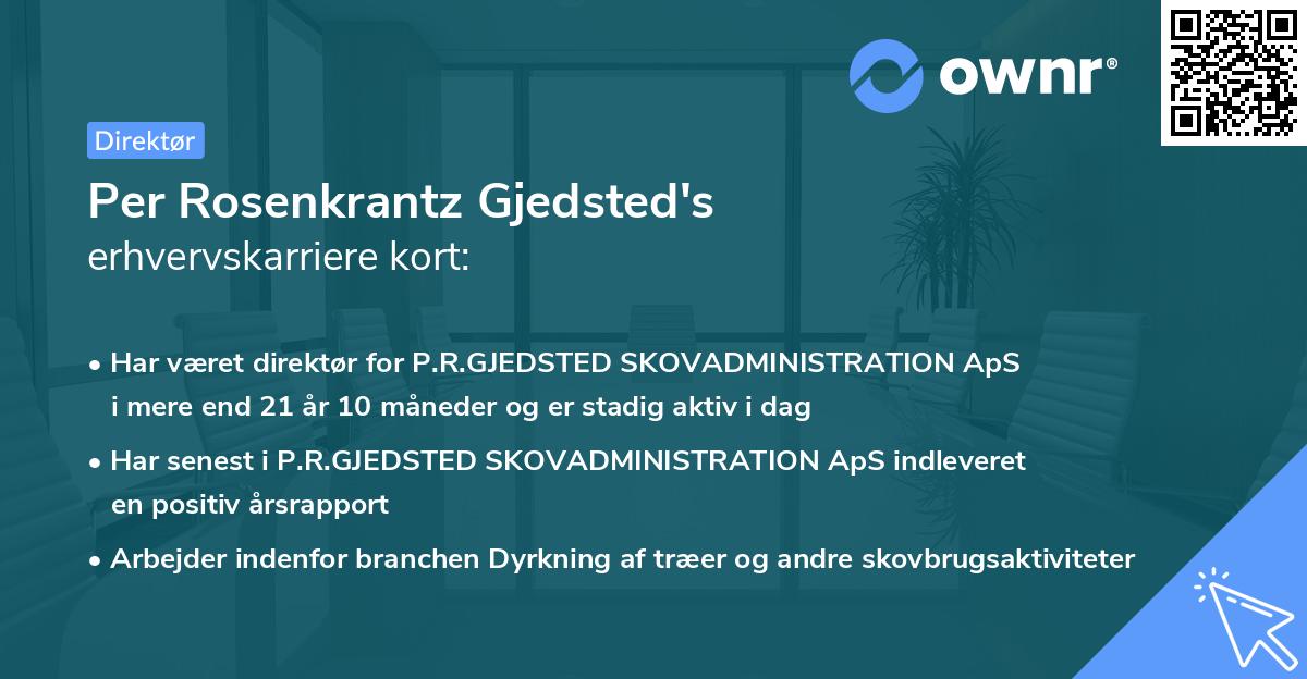 Per Rosenkrantz Gjedsted's erhvervskarriere kort