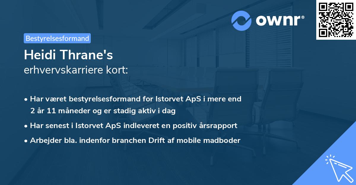 Heidi Thrane's erhvervskarriere kort