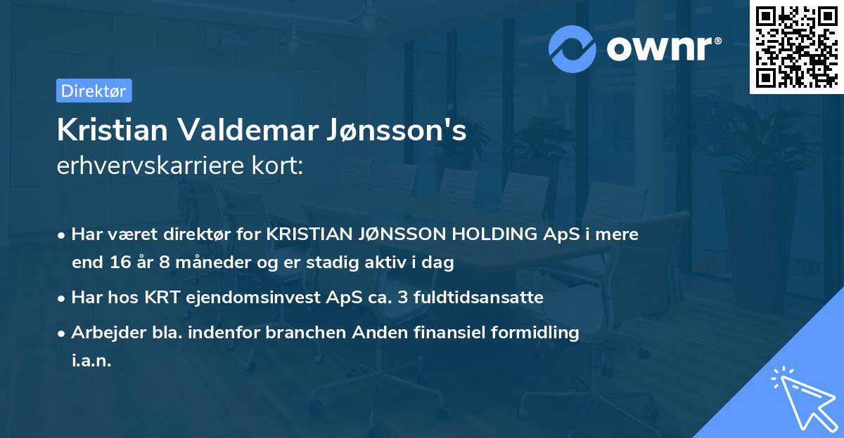 Kristian Valdemar Jønsson's erhvervskarriere kort