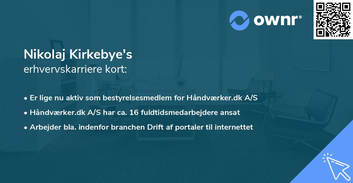 Nikolaj Kirkebye's erhvervskarriere kort