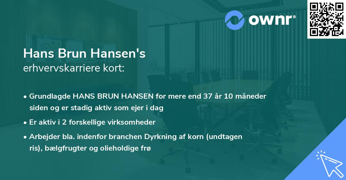 Hans Brun Hansen's erhvervskarriere kort