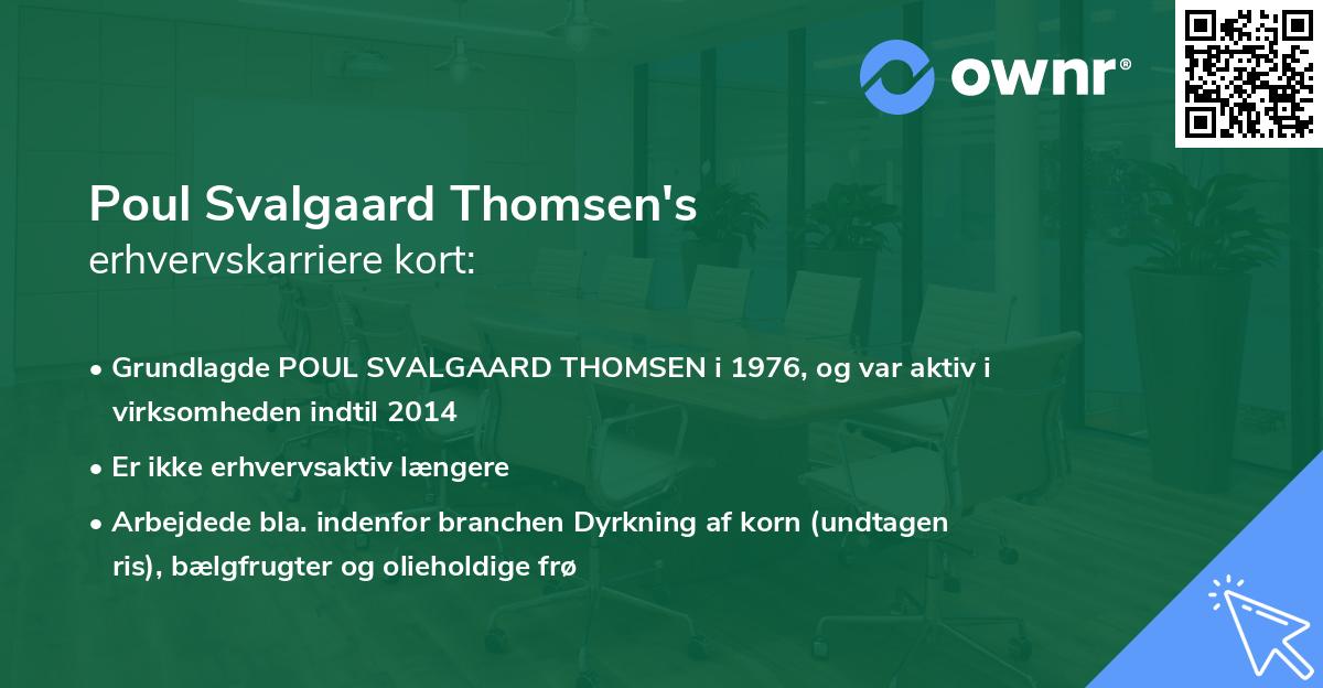 Poul Svalgaard Thomsen's erhvervskarriere kort