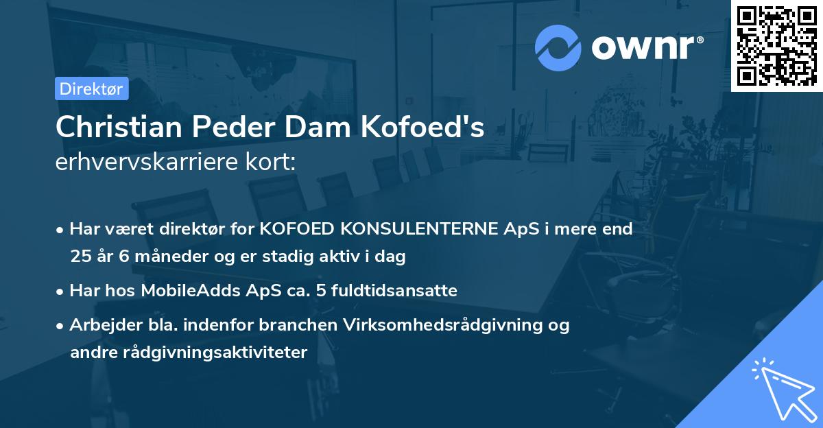 Christian Peder Dam Kofoed's erhvervskarriere kort