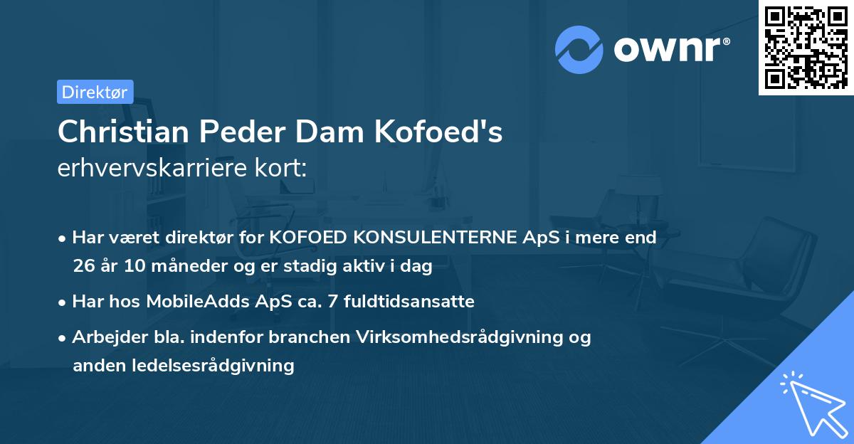 Christian Peder Dam Kofoed's erhvervskarriere kort