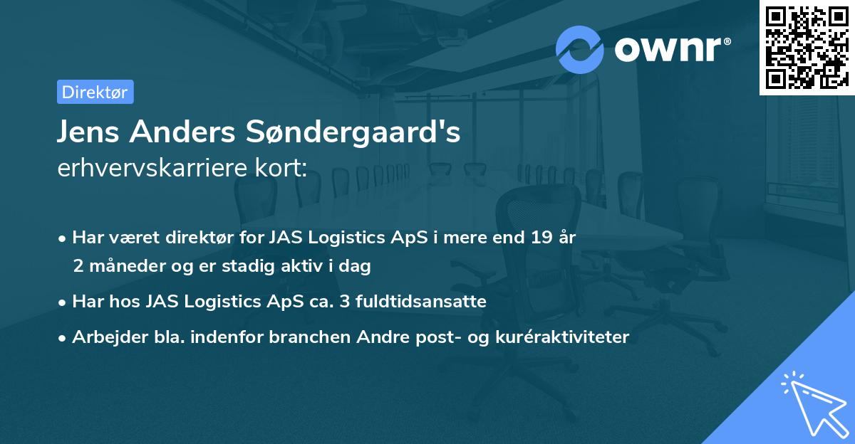 Jens Anders Søndergaard's erhvervskarriere kort