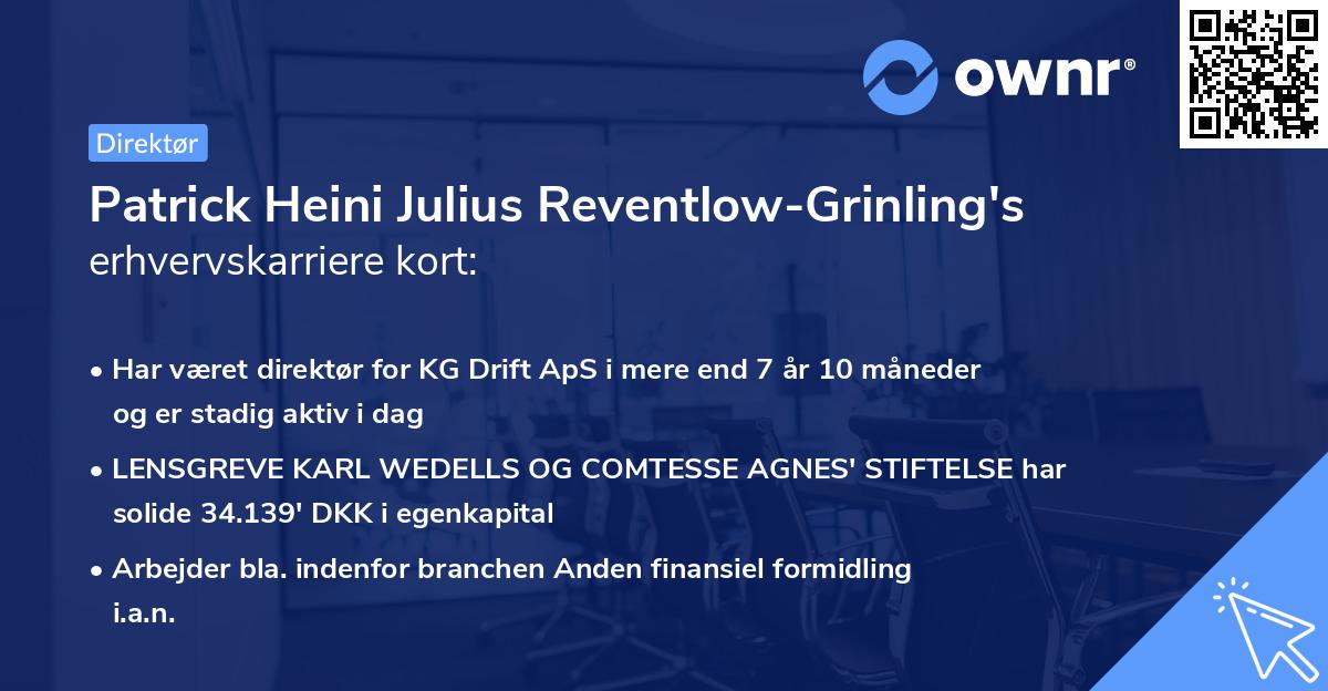 Patrick Heini Julius Reventlow-Grinling's erhvervskarriere kort