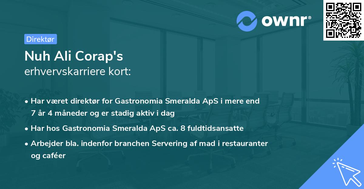 Nuh Ali Corap's erhvervskarriere kort