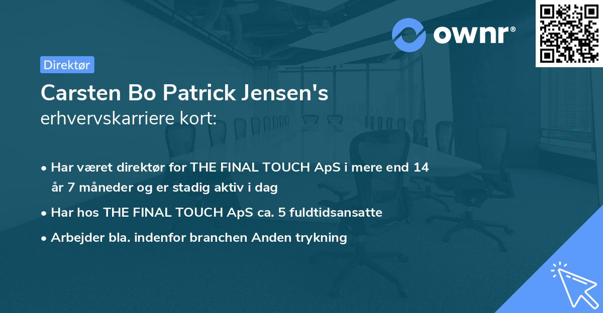 Carsten Bo Patrick Jensen's erhvervskarriere kort