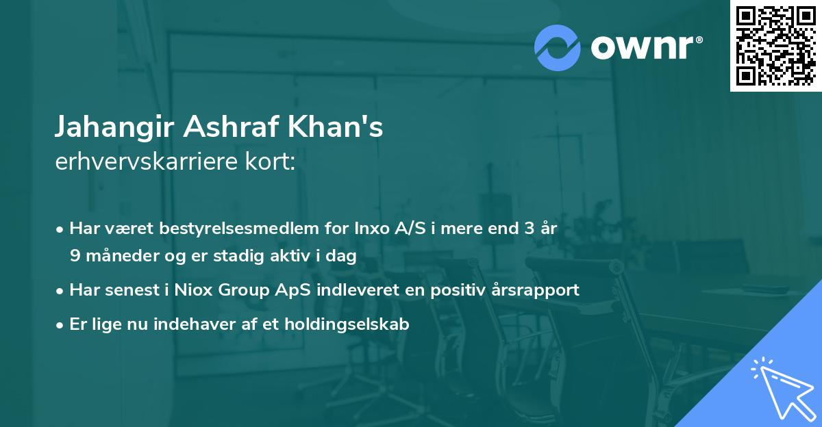 Jahangir Ashraf Khan's erhvervskarriere kort