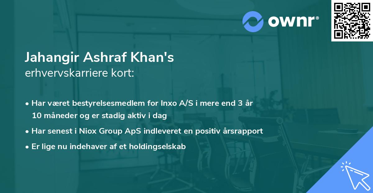 Jahangir Ashraf Khan's erhvervskarriere kort