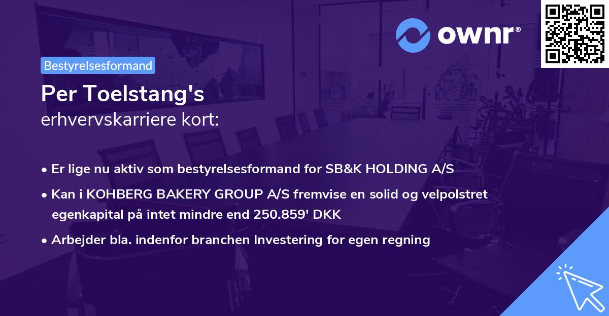 Per Toelstang's erhvervskarriere kort