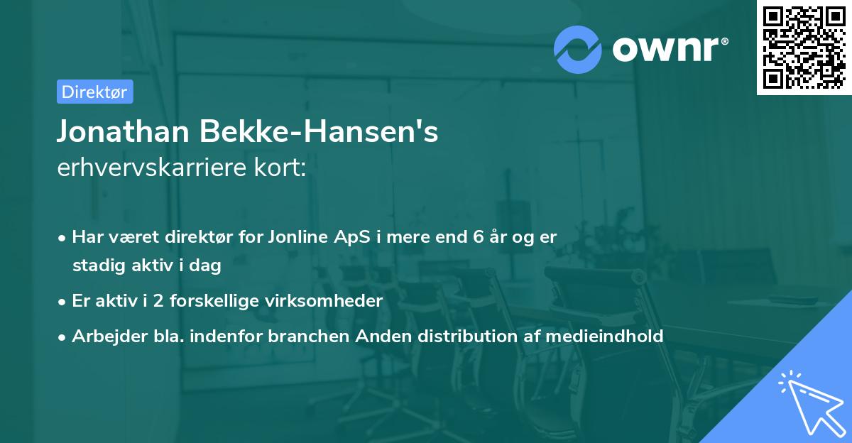 Jonathan Bekke-Hansen's erhvervskarriere kort
