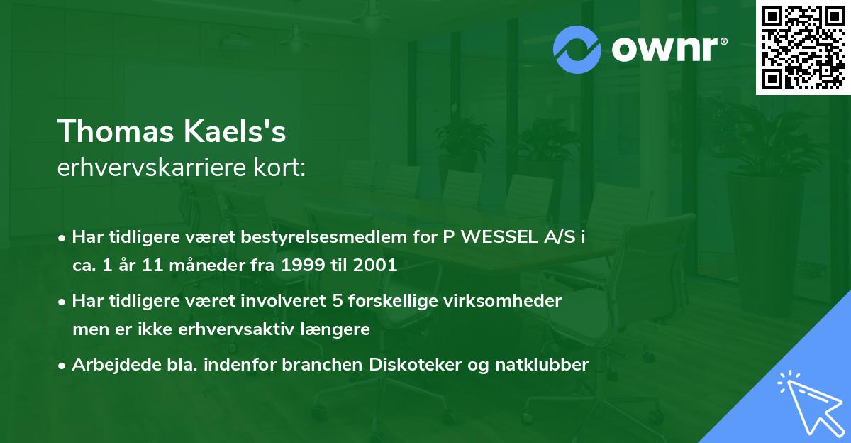 Thomas Kaels's erhvervskarriere kort