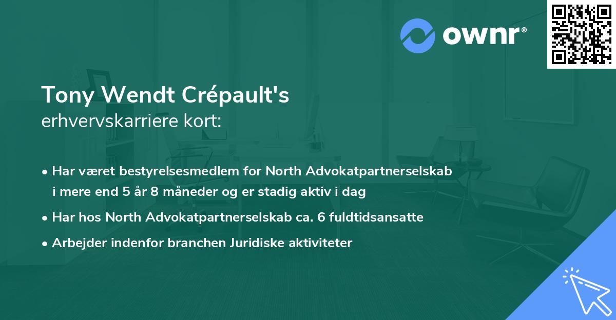 Tony Wendt Crépault's erhvervskarriere kort