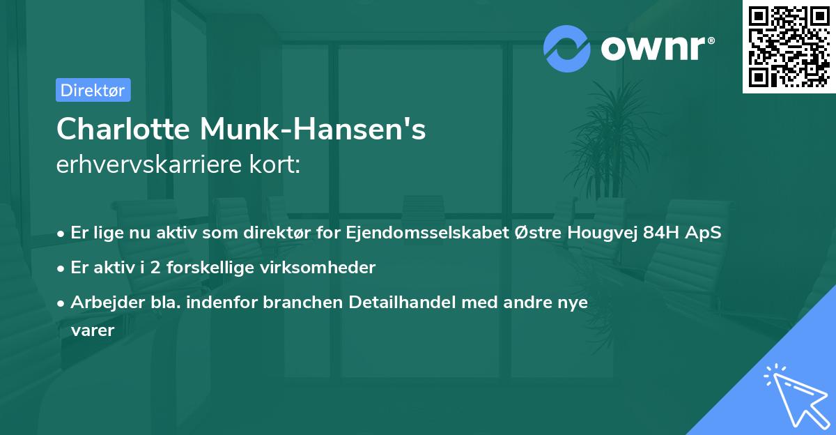 Charlotte Munk-Hansen's erhvervskarriere kort