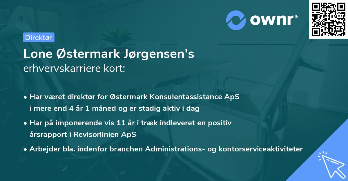 Lone Østermark Jørgensen's erhvervskarriere kort