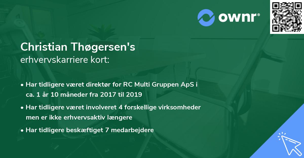 Christian Thøgersen's erhvervskarriere kort