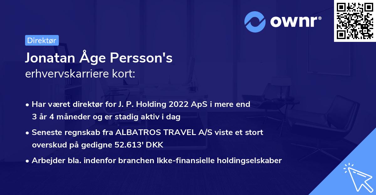 Jonatan Åge Persson's erhvervskarriere kort