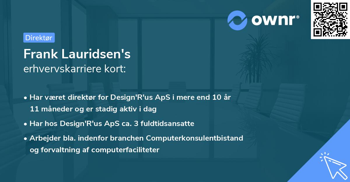 Frank Lauridsen's erhvervskarriere kort