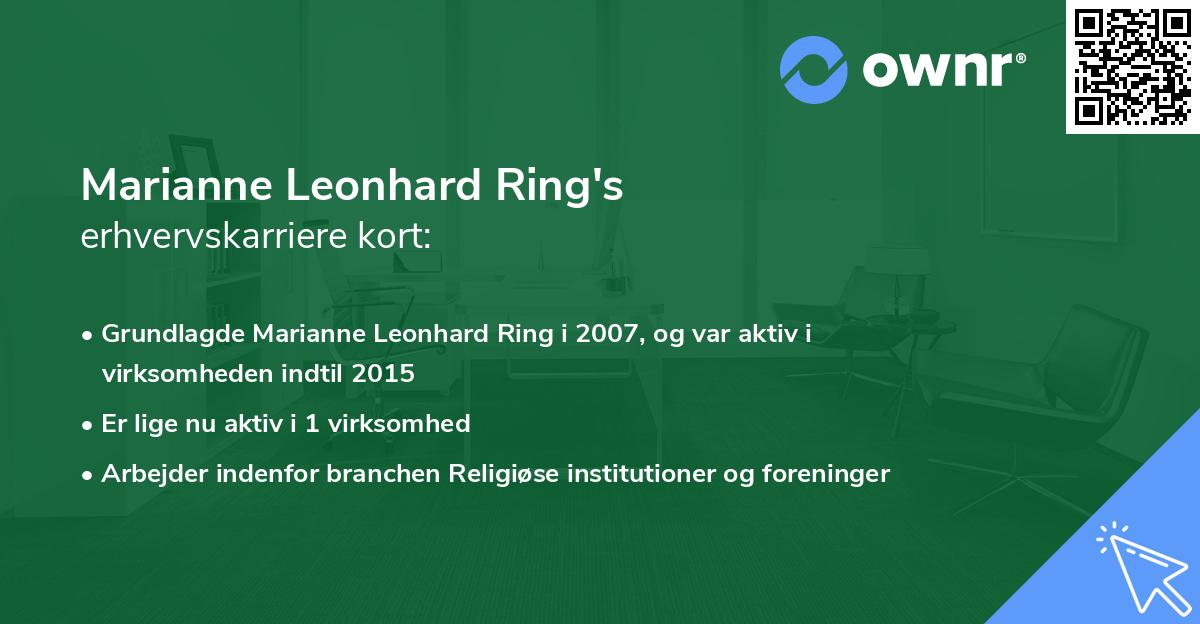 Marianne Leonhard Ring's erhvervskarriere kort