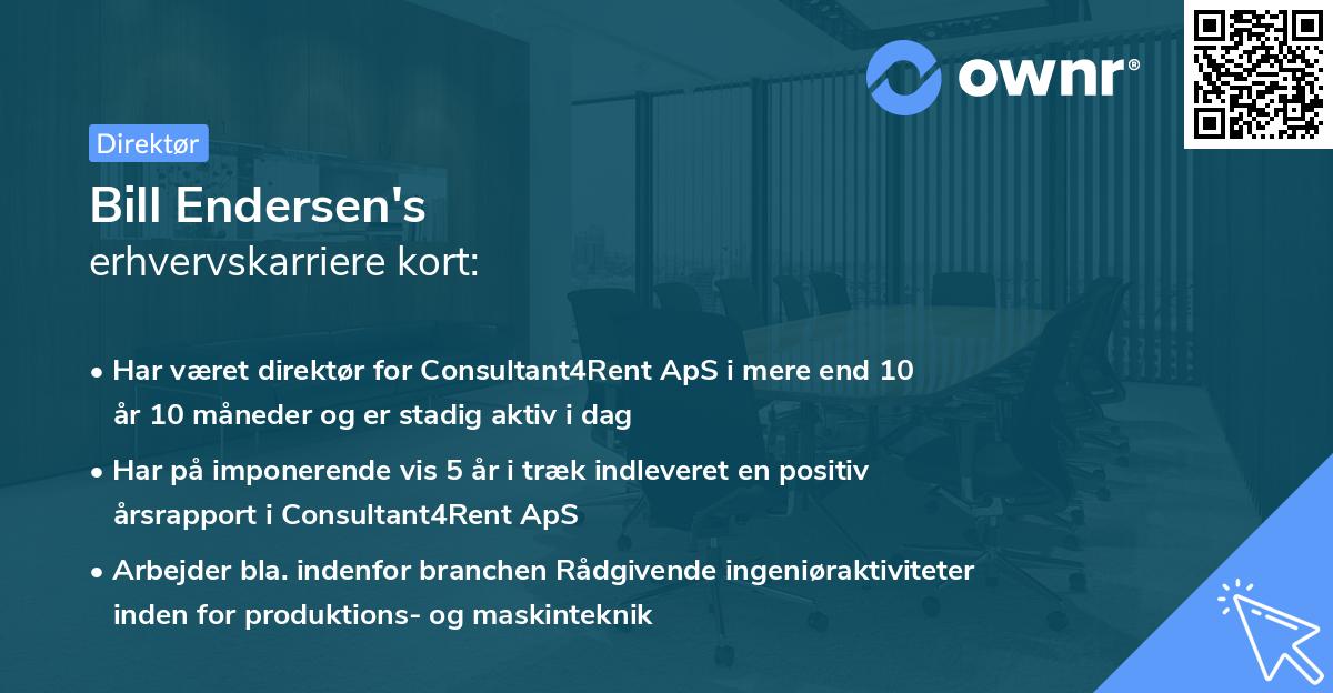 Bill Endersen's erhvervskarriere kort