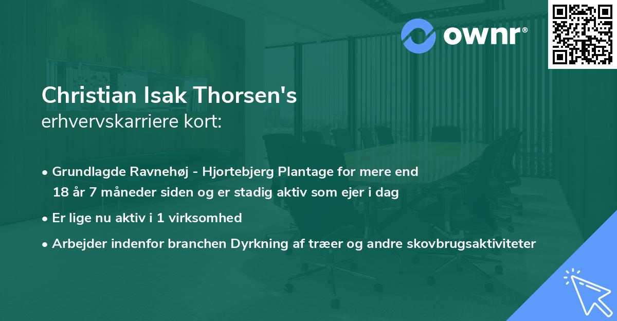 Christian Isak Thorsen's erhvervskarriere kort