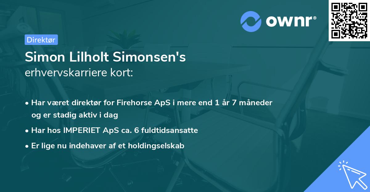 Simon Lilholt Simonsen's erhvervskarriere kort