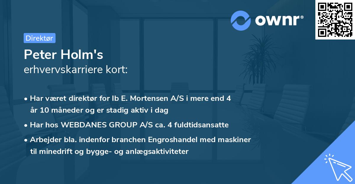 Peter Holm's erhvervskarriere kort