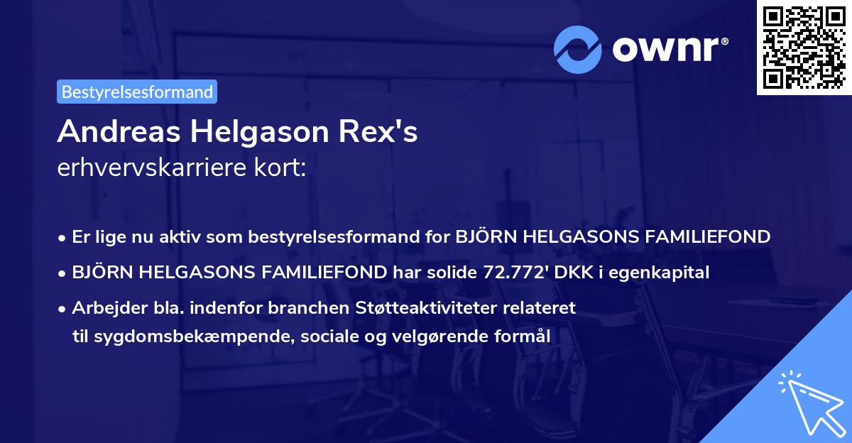 Andreas Helgason Rex's erhvervskarriere kort