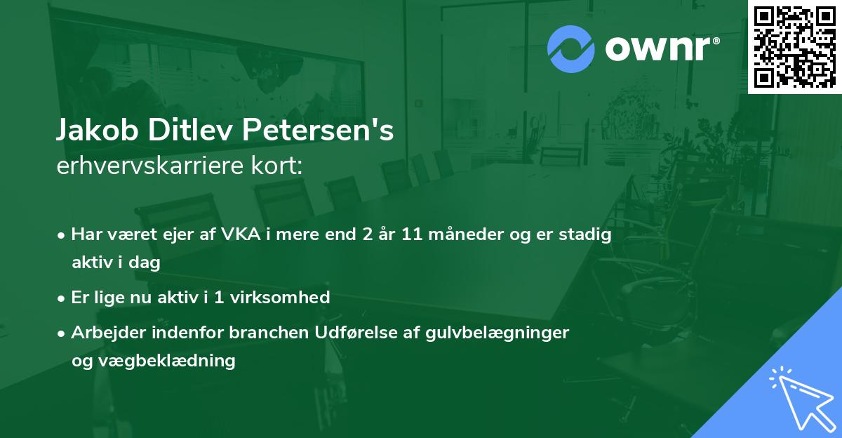 Jakob Ditlev Petersen's erhvervskarriere kort